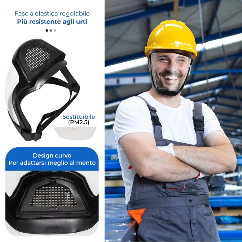 Maschera industriale per la protezione integrale del viso per la spruzzatura di pesticidi