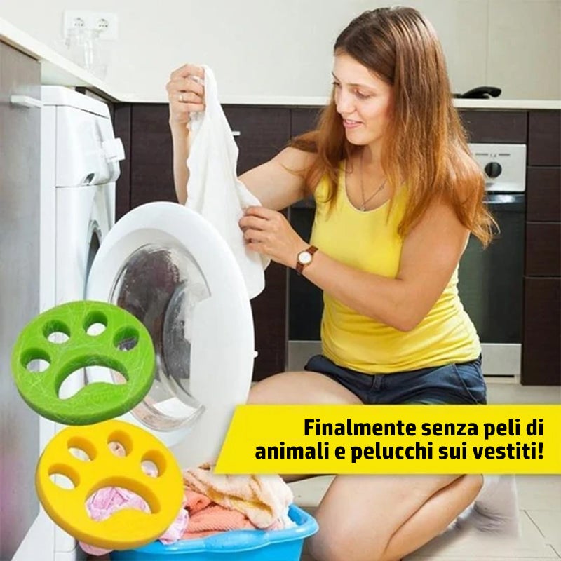 Zampa di pelucchi: rimuovi i peli degli animali durante il lavaggio e l'asciugatura