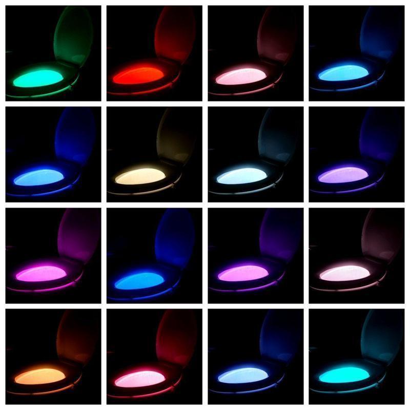 La luce da notte in bagno con 16 colori e sensori di movimento