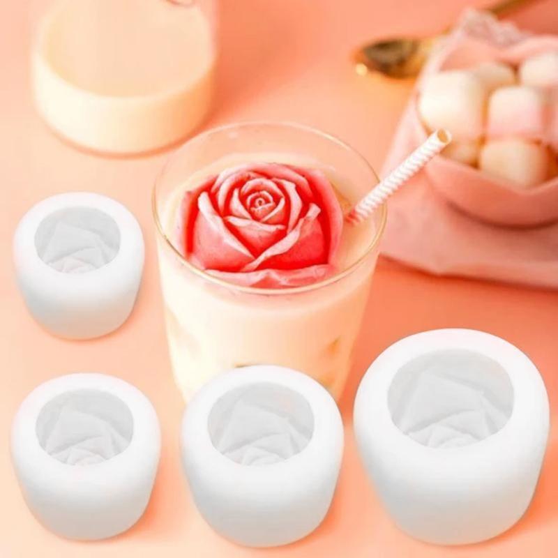 Stampo per cubetti di ghiaccio a forma di rosa in silicone 3D
